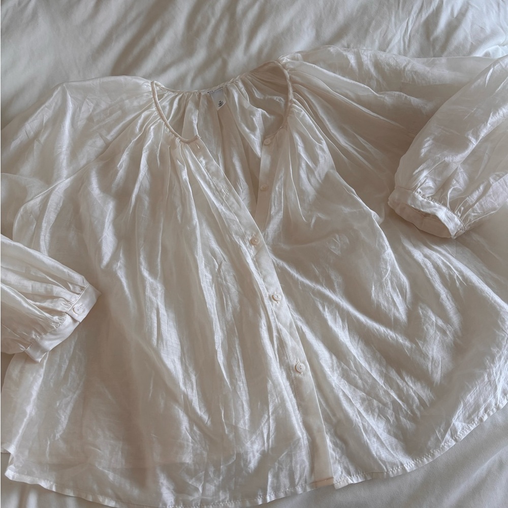 Future Collective Sheer Cream Blouse